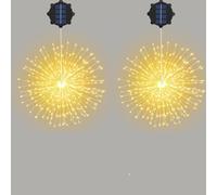 TRAHOO-2 Pack Outdoor Solar Firework Lights, 240 LED Solar Powered Hanging Lights Outdoor Waterproof Hanging Fairy Garden Lights Landscape Lights(Warm White)