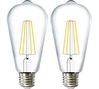 TRAHOO-2 Pack ST64 LED Bulb, Dimmable, Waterproof, 8.5W=60W, 3000K Warm White, Vintage Edison Filament Bulb, 800 LM, E26 Base, Restauarant or String Lights - UL
