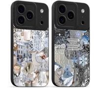 TRAHOO-2 Pièces Coque pour iPhone 17 Pro max 6,9'', Etui Silicone avec Winter Flocon de neige Collage Aesthetic Motif Design, Caméra de Protection Case Antichoc Housse pour Femme Fine TPU Étui Souple
