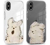 TRAHOO-2 Pièces Coque pour iPhone XS Max 6,5"", Transparente Mignon Étui avec Animé Motif Chiens, Ultra Mince TPU Souple Silicone Clair Housse Antichoc Protection Case Cover pour iPhone XS Max