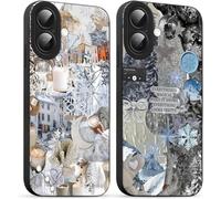 TRAHOO-2 Pièces Hiver Coque pour iPhone 16 Plus 6,7'', Etui Silicone avec Winter Flocon de Neige Collage Aesthetic Motif Design Caméra de Protection Case Antichoc Housse pour Fille Fine TPU Étui