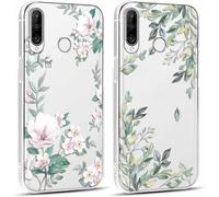 TRAHOO-2 pièces Transparente Coque pour Huawei P30 Lite / P30 Lite New Edition 6,15"" Motif de Fleurs et Feuilles Fille Femme Étui, Housse de Protection Antichoc TPU Mignon Aesthetic Design Case Cover