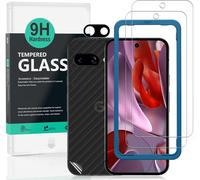 TRAHOO-2 Pièces Verre Trempé pour Google Pixel 9a 5G 6.3"",9H Dureté Protection écran,avec 1 Pièce Protection Caméra,1 Pièce Film Arrière,Facile à installer