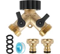 TRAHOO-2 Voies Y Distributeur, 3/4¡¯¡¯ Distributeur 2 Voies, Robinet Double Machine a Laver, Adaptateur Tuyau Arrosage en Laiton, pour la Maison, le Jardin et l'Ext¿¿rieur