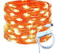 Trahoo-20 Ft 120 Led Orange Fairy String Lights With On/Off Switch, Usb Powered, Waterproof, Indoor/Outdoor, Led Type, 5v Dc, 5w, 23.3ft Total Length