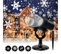 TRAHOO-2024 New Gen Christmas Projector Lights Outdoor, Snowflake Projector Lights with Double Head, LED Snowfall Show Projector, Waterproof Landscape Decor for Halloween Christmas Party Holiday