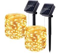 TRAHOO-2025 New Upgraded 2 Pack Solar String Lights Outdoor, Total 110FT 300LED Solar Fairy Lights Waterproof, 8 Modes Twinkle Fairy Lights Outdoor for Xmas Tree, Patio, Garden, Christmas Decor Warm