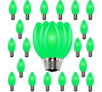 Trahoo-25 Pack C9 Led Green Replacement Bulbs, E17 Led Bulb For Outdoor Christmas String Lights, Energy-Efficient 0.6w Led Green Plastic Christmas Light Bulb, Commercial Grade Dimmable Bulbs