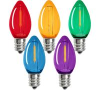 TRAHOO-25Pack C7 LED Christmas Light Bulb, C7 Shatterproof LED Bulbs for Christmas Outdoor String Lights, 0.6W 7W Incandescent Equivalent 50LM, E12 Base Commercial Grade Holiday Bulbs - Multicolor