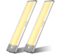 TRAHOO-30-LED Motion Sensor Cabinet Light,Under Counter Closet Lighting, Wireless USB Rechargeable Kitchen Night Lights,Battery Powered Light,Uniform Light for Wardrobe,Cabinet,Cupboard£¿Warm Light£©-