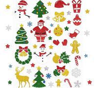 Trahoo-304 Pièces Stickers Noël Pailletées, Noël Autocollants, Gommettes Noel, Autocollants De Noël Décoration De Noël, Bottes D`Arbres De Noël Snowflake Star Pour L`Artisanat Et La Décoration De Noë