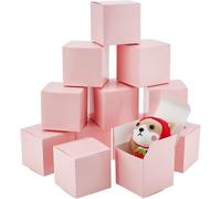 Trahoo-30pcs Petites Boîtes En Papier 8x8x8cm Mini Boîtes Cadeaux Avec Couvercle Boîte D'emballage Cadeau En Papier Boîtes De Friandises Pliables Petites Boîtes À Bijoux Pour Fête De Noël