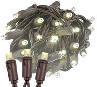 Trahoo-34 Feet 100 Light Brown Wire Led Christmas Lights Outdoor, Commercial Grade, Warm White, 5mm Bulbs, Ul Listed, Connectable Up To 714 Feet