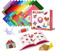 Trahoo-360 Feuilles Papier Origami Coloré Pour Enfants, 15x15cm 160 Double Face, 200 Papiers D'entraînement, 6 Autocollants Avec Livre D'instructions En Origami Loisir Creatif Enfant