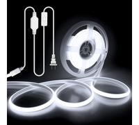 TRAHOO-3M COB LED Lights Strip for Bedroom AC110V Plug in with Switch 10FT LED Neon Rope Lights Waterproof Cool White 6000K LED Tape for Garden Patio Pool DIY Lighting and Home Decoration