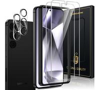 TRAHOO-4 Pièces Verre Trempé pour Samsung Galaxy S24 Protection, 2 Pièces Protection Ecran 2 Pièces Verre Trempé Protection d'objectif, Compatible avec ID d'empreintes Digitales