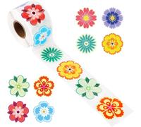 Trahoo-500pcs Autocollant De Fleur Pour Enfants, 8 Styles Printemps Rouleau D'autocollants Floraux 3,8cm Color¿¿ Autocollants D'¿¿T¿¿ Pour Scrapbooking Bouteille D'eau Emballage Cadeau D¿¿Corations F¿