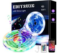 TRAHOO-50ft Led Strip Lights,RGB LED with Remote Control,Smartphone APP Control,Music Sync Built-in Microphone Color Changing Lights for Room Party Home Decoration