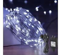 TRAHOO-65.6 Ft. Fairy Lights, 200 LED Waterproof Copper Wire Firefly String Lights, Cool White, Adapter Included, Starry String Lights for Indoor Outdoor Christmas Patio Wedding Decoration(1 Pack)