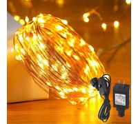 TRAHOO-65.6 Ft. Fairy Lights, 200 LED Waterproof Copper Wire Firefly String Lights, Warm White, Adapter Included, Starry String Lights for Indoor Outdoor Christmas Patio Wedding Decoration(1 Pack)