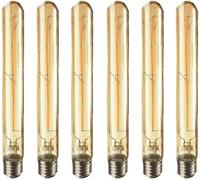 TRAHOO-6PACK Vintage Tubular LED Filament Bulb Non Dimmable T30 4W LED Light Bulb, E27 Base, Clear Warm White 2200K, 40W Equivalent, 85-265VAC,Non Dimmable(4W Long Filament)