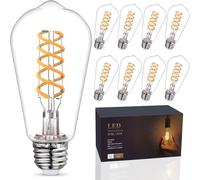 TRAHOO-8 - Pack Dimmable Vintage LED Edison Bulbs, E26 LED Bulb 60 Watt Equivalent, Warm White 2700K, ST19/ST58 Antique Spiral Filament Decorative Light Bulb.