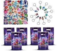 Trahoo-82pcs In-Side Out Cadeau D'anniversaire Pour Enfants, Avec 20 Sacs Cadeaux En Plastique, 12 Porte-Clés Et 50 Autocollants, Party Cadeau, Cadeaux D'anniversaire Pour Fille Garçon