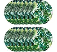 TRAHOO-Assiettes Jetables Tropicales - Lot 24 pcs - Vaisselle Jetable Feuilles Palmier - Assiette Jetable Anniversaire ou Fêt[J124]