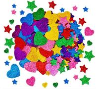 Trahoo-Autocollantes En Mousse Autocollante Et Pailletée (Lot De 300) Loisirs Créatifs Pour Enfants (Étoile+Amour)
