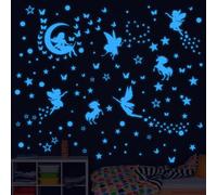 Trahoo-Autocollants F¿¿E Etoiles Phosphorescentes Plafond Etoile Fluorescente Chambre Enfant Licorne Papillon Points Fluorescente Autocollants Enfants Stickers Muraux D¿¿Coration Pour Enfants Fille Ch
