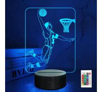 Trahoo-Basketball Kid's Bedside Light, 3d Optical Led Night Lamp, Personalized Birthday Gifts For Sport Lover Boy Teen, With Remote Control 16 Colors Changes + 4 Changing Mode + Dim Function