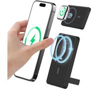 Trahoo-Batterie Externe Magn¿¿Tique 5000mah, Chargeur Portable ¿¿ Chargement Rapide Sans Fil, Power Bank Slim Avec Support Pliable, Mini Pack De Batterie Compatible Avec Iphone 14/15/16 (Noir)