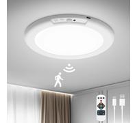 Trahoo-Battery Powered Ceiling Light With Remote, Cordless Motion Sensor Light Indoor With 3 Color Stepless Dimming, 7.5 Inch Magnetic Mount Led Closet Light For Shower Bathroom Pantry Hallway