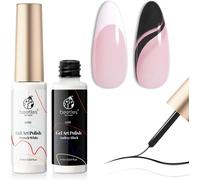 Trahoo-Beetles 2pcs Vernis Liner Gel Noir Et Blanc, Vernis Semi-Permanent Couleur Classique Avec Pinceau Fin En Bouteille, Vernis Gel À Ongles Peinture D'une Fine Ligne Française