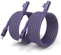 TRAHOO-Cable USB C [2M+2M] USB C vers USBC Coudé 60W, Câble Type C Charge Rapid Tressé en Nylon Durable Compatible avec iPhone 17/16/15 Pro Max MacBook Pro iPad Galaxy S23/S22, Violet