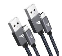 TRAHOO-Cable USB C, Charge Rapide 3A QC3.0, Cable Chargeur USB C Cable Nylon Tressé Compatible avec iPhone 17 Pro Max Air 16/15, SamsungS22/S21/S20/S10, Xiaomi, Sony-Gris Sidéral/1M+1M