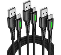 TRAHOO-Câble USB C, [Lot de 3: 2m+2m+0.5m] Câble USB A vers USB C, PD 3.1A Charge Rapide, Cable Chargeur Type C Nylon Tressé pour iPhone 16 15 Pro Max, Samsung S24 S23 Ultra, Google, Xiaomi, Huawei e