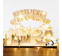 Trahoo-Cadeau D'anniversaire 30 Ans Pour Femme/Homme \U2013 Cadeau D'argent En Bois Avec Guirlande Lumineuse Led, Décoration Diy Pour Fête D'anniversaire De 30 Ans \U2013 Puzzle 3d Personnalisable Av