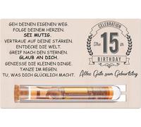 Trahoo-Cadeaux Argent Cadeau De 15e Anniversaire Pour Filles Et Garçons Coffret Cadeau Contient Carte D'anniversaire En Bois Pour 15 Ans Et Anniversaire En Éprouvette Emballage De Bons D'argent