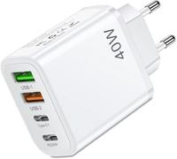 TRAHOO-Chargeur 4 ports - Prise Multiple USB C 40W - Adaptateur USB C compatible avec Samsung, iPad, iPhone, Huawei, Google, Charge Rapide, Chargeur Iphone Original.