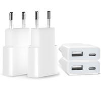 TRAHOO-Chargeur USB 5V/1A 2Port Mini USB Mural Chargeur Secteur USB Adaptateur de Prise Universel Compatible avec iPhone Apple, Samsung, Nexus, Nokia, Huawei, Xiaomi, HTC, Sony, LG (Blanc 4pack)