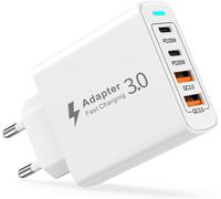TRAHOO-Chargeur USB C, 40W 4 Ports Prise USB C Chargeur Rapide iPhone, Chargeur USB Multiple Secteur avec PD&QC Charger Type C Adaptateur pour iPhone 17 16e 16 15 Pro 14 13 12 11 X XS,S-amsung Galaxy
