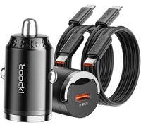 TRAHOO-Chargeur Voiture USB C 45W, 2 Pack Allume Cigare Charge Rapide PD3.0 Type C avec 2 Pcs Câbles, Accessoire Voiture pour iPhone 17 16 15 Pro Max Galaxy S24 Ultra iPad Pro