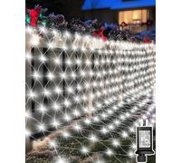 TRAHOO-Christmas Net Lights 9.8ft x 6.6ft, 200 LED Outdoor Mesh Lights with 8 Modes, Waterproof Bush String Lights for Home Garden Yard Xmas Decorations Connecable, Timer (Cool White)