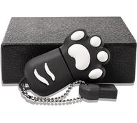 TRAHOO-Clé USB 64Go, Clef USB 2.0 Cle USB avec Boîte Cadeau, Pattes de Chat en Silicone Design Memory Stick Cartoon Mignon Stockage Pen Drive USB Cadeau Romantique - Noir