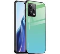 Trahoo-Coque Adapté Pour Redmi Note 12 Pro+ 5g / Redmi Note12 Proplus (6.67"" Inches), Coque Arrière En Verre Dégradé Anti-Chute Et Anti-Rayures Étui De Téléphone Portable - Cyan Vert