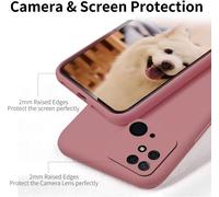 Trahoo-- Coque Compatible Avec Xiaomi Redmi 10c / Poco C40 Avec [2 Pi¿¿Ces] Protection D'¿¿Cran En Verre Tremp¿¿, Housse Silicone Tpu Liquide - Rose Fonc¿¿