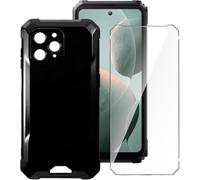 TRAHOO-Coque pour Blackview BV5300 / Pro / Plus (6.1") + Verre Trempé - Étui de Protection Souple en Silicone Noir avec Film Protecteur d'Écran - Housse TPU