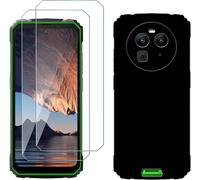 TRAHOO-Coque pour Blackview BV8100(6.5"") Noir Housse + 2 x Verre trempé Protection écran, Souple Silicone Étui Protection Bumper TPU Téléphone Case Cover