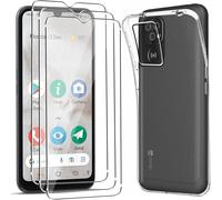 TRAHOO-Coque pour Doro 8100/Doro 8100 Plus + 3 Pièces Verre Trempé, Ultra Mince Housse de Protection TPU Souple[Anti-Rayures][Anti-Jaunissement] Etui pour Doro 8100 Plus - Transparente